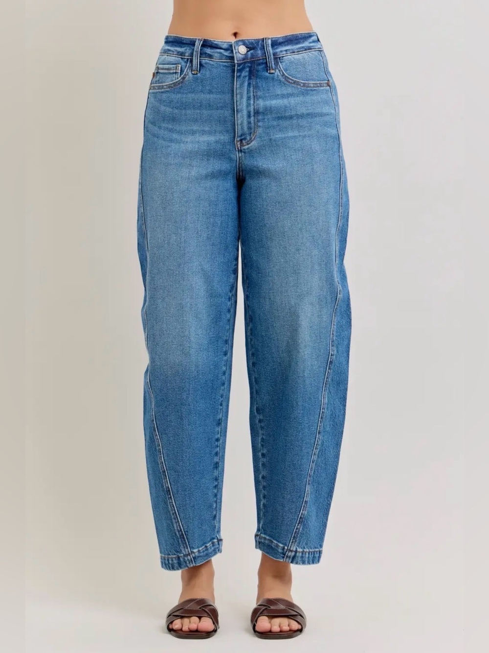 Judy Blue Magic Panel High Waist Barrel Jean Rigid Front Stretch Back